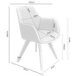 SILLA DE COMEDOR DE MADERA DE HAYA SHARON CON BRAZOS TAPIZADA ANTIMANCHAS ESTILO ESCANDINAVO