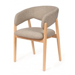 SILLA DE MADERA DE HAYA YVANNA TAPIZADA ANTIMANCHAS PARA COMEDOR ESTILO CONTEMPORÁNEO