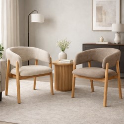 SILLA DE MADERA DE HAYA YVANNA TAPIZADA ANTIMANCHAS PARA COMEDOR ESTILO CONTEMPORÁNEO