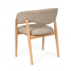 SILLA DE MADERA DE HAYA YVANNA TAPIZADA ANTIMANCHAS PARA COMEDOR ESTILO CONTEMPORÁNEO
