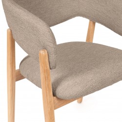 SILLA DE MADERA DE HAYA YVANNA TAPIZADA ANTIMANCHAS PARA COMEDOR ESTILO CONTEMPORÁNEO
