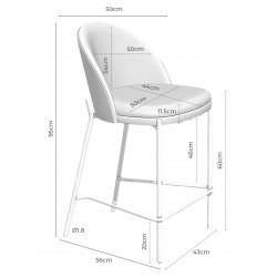 TABURETE DE METAL AIDAN COLOR GRIS PARA COCINA O BARRA ESTILO CONTEMPORÁNEO