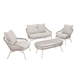 CONJUNTO DE JARDÍN SALONICA (SOFA + 2 SILLONES + MESITA)