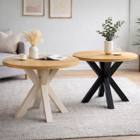 MESA BEVERLY DE CHAPA ROBLE Y ACERO