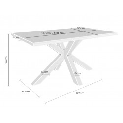 MESA GRACE DE ROBLE MACIZO Y PATAS BLANCAS