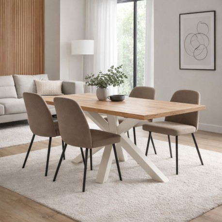 MESA GRACE DE ROBLE MACIZO Y PATAS BLANCAS