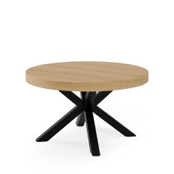 MESA DE COMEDOR DE CHAPA DE ROBLE MILDRED EXTENSIBLE PARA COMEDOR ESTILO INDUSTRIAL