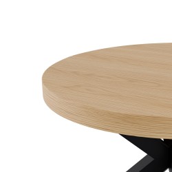 MESA DE COMEDOR DE CHAPA DE ROBLE MILDRED EXTENSIBLE PARA COMEDOR ESTILO INDUSTRIAL