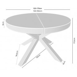MESA DE COMEDOR DE CHAPA DE ROBLE MILDRED EXTENSIBLE PARA COMEDOR ESTILO INDUSTRIAL