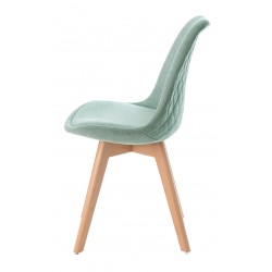 SILLA TAPIZADA MILENA CON PATAS DE MADERA