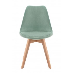 SILLA TAPIZADA MILENA CON PATAS DE MADERA
