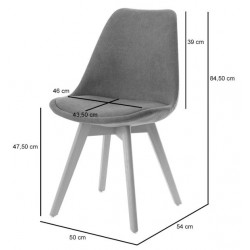SILLA TAPIZADA MILENA CON PATAS DE MADERA