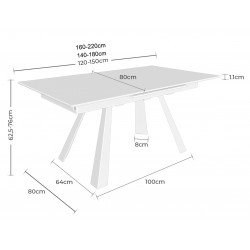 MESA DE COMEDOR EXTENSIBLE DE PORCELÁNICO JUDY PARA SALÓN MODERNO