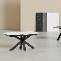 MESA DE COMEDOR DE PORCELÁNICO LORI EXTENSIBLE PARA SALÓN ESTILO CONTEMPORÁNEO