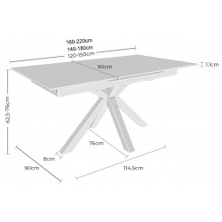 MESA DE COMEDOR DE PORCELÁNICO LORI EXTENSIBLE PARA SALÓN ESTILO CONTEMPORÁNEO