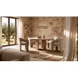 MESA DE COMEDOR DE MADERA MAXINE PARA SALÓN ESTILO JAPANDI