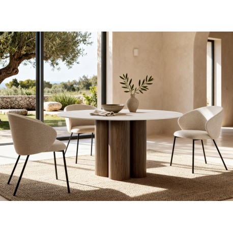 MESA DE COMEDOR DE PORCELÁNICO TRACY PARA SALÓN ESTILO CONTEMPORÁNEO