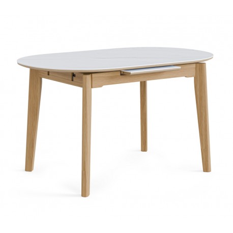 MESA DE COMEDOR EXTENSIBLE DE PORCELÁNICO VELMA PARA COMEDOR ESTILO NÓRDICO
