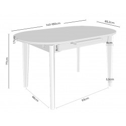 MESA DE COMEDOR EXTENSIBLE DE PORCELÁNICO VELMA PARA COMEDOR ESTILO NÓRDICO