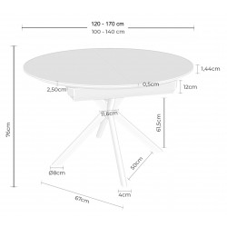 MESA EXTENSIBLE DE PORCELÁNICO SUVI PARA COMEDOR ESTILO CONTEMPORÁNEO