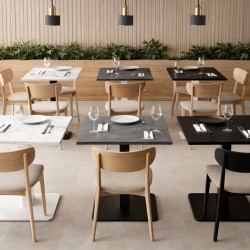 MESA DE PORCELÁNICO SAMIRA PARA COMEDOR Y TERRAZA CUBIERTA DE ESTILO CONTEMPORÁNEO