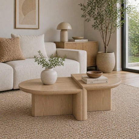 MESA DE CENTRO DE MADERA VERNON PARA SALÓN DE ESTILO CONTEMPORÁNEO