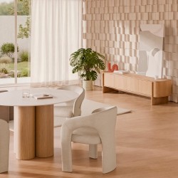 MESA DE COMEDOR DE PORCELÁNICO TRACY PARA SALÓN ESTILO CONTEMPORÁNEO