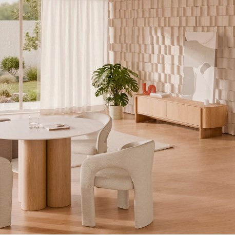 MESA DE COMEDOR DE PORCELÁNICO TRACY PARA SALÓN ESTILO CONTEMPORÁNEO