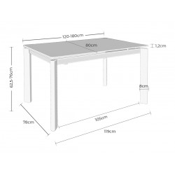 MESA EXTENSIBLE CONSTANCE CON TAPA DE PORCELÁNICO