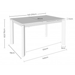 MESA EXTENSIBLE CONSTANCE CON TAPA DE PORCELÁNICO
