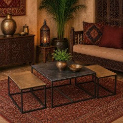 SET DE MESAS DE CENTRO DE ALUMINIO KUMAR PARA SALÓN ESTILO CONTEMPORÁNEO