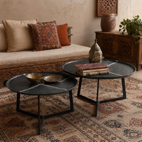 MESA DE CENTRO DE METAL RAVI PARA SALÓN ESTILO CONTEMPORÁNEO