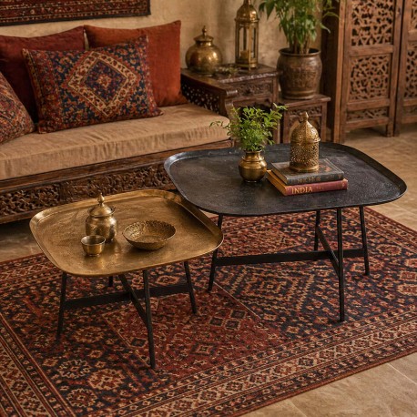 SET DE MESAS DE CENTRO DE ALUMINIO VIKRAM PARA SALÓN ESTILO CONTEMPORÁNEO INDUSTRIAL