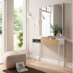 CONSOLA DE CHAPA ROBLE SIENA PARA RECIBIDOR ESTILO NÓRDICO MINIMALISTA