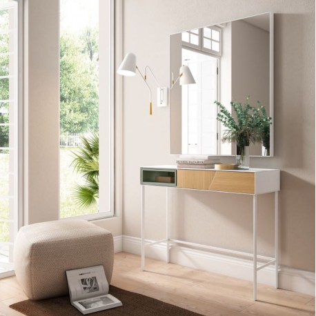 CONSOLA DE CHAPA ROBLE SIENA PARA RECIBIDOR ESTILO NÓRDICO MINIMALISTA