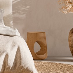 MESITA AUXILIAR DE MADERA MACIZA MANAN PARA DORMITORIO ESTILO CONTEMPORÁNEO