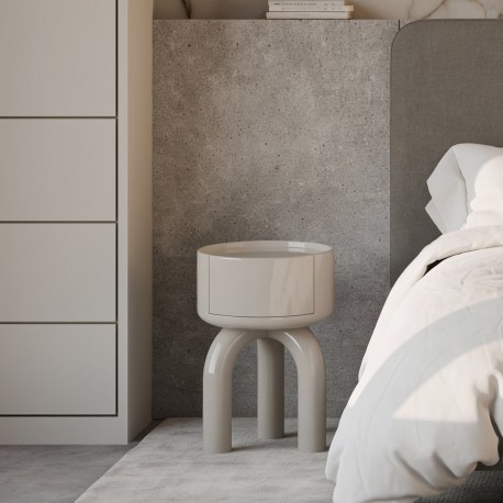 MESITA AUXILIAR DE MDF LACADO O CHAPA MADERA ARNOLD PARA DORMITORIO ESTILO CONTEMPORÁNEO