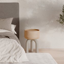 MESITA AUXILIAR DE MDF LACADO O CHAPA MADERA ARNOLD PARA DORMITORIO ESTILO CONTEMPORÁNEO