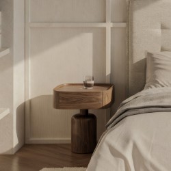 MESITA AUXILIAR DE CHAPA DE MADERA BENJA PARA DORMITORIO ESTILO NÓRDICO