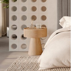 MESITA AUXILIAR DE CHAPA DE MADERA JAMES PARA DORMITORIO ESTILO MID-CENTURY