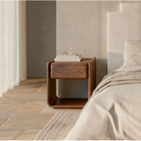 MESITA DE NOCHE DE CHAPA DE MADERA MASON PARA DORMITORIO ESTILO CONTEMPORÁNEO