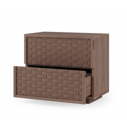 MESITA DE NOCHE DE MADERA BORNEO 60 CON 2 CAJONES PARA DORMITORIO ESTILO NATURAL