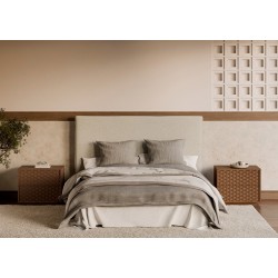 MESITA DE NOCHE DE MADERA BORNEO 60 CON 2 CAJONES PARA DORMITORIO ESTILO NATURAL