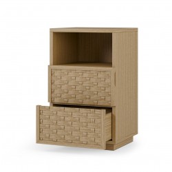 MESITA DE NOCHE DE MADERA BORNEO 40 CON 2 CAJONES Y HUECO PARA DORMITORIO ESTILO NATURAL
