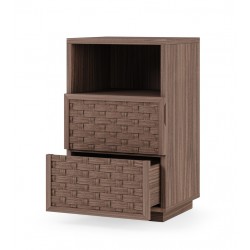 MESITA DE NOCHE DE MADERA BORNEO 40 CON 2 CAJONES Y HUECO PARA DORMITORIO ESTILO NATURAL