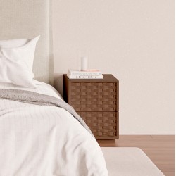 MESITA DE NOCHE DE MADERA BORNEO 40 CON 2 CAJONES PARA DORMITORIO ESTILO NATURAL