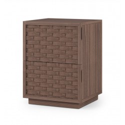 MESITA DE NOCHE DE MADERA BORNEO 40 CON 2 CAJONES PARA DORMITORIO ESTILO NATURAL