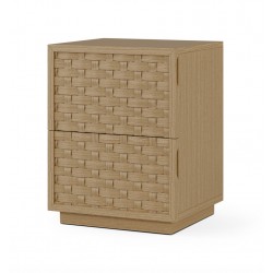 MESITA DE NOCHE DE MADERA BORNEO 40 CON 2 CAJONES PARA DORMITORIO ESTILO NATURAL