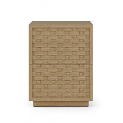MESITA DE NOCHE DE MADERA BORNEO 40 CON 2 CAJONES PARA DORMITORIO ESTILO NATURAL