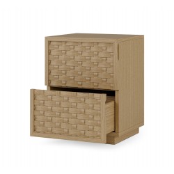 MESITA DE NOCHE DE MADERA BORNEO 40 CON 2 CAJONES PARA DORMITORIO ESTILO NATURAL